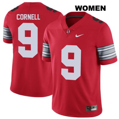 Women's NCAA Ohio State Buckeyes Jashon Cornell #9 College Stitched 2018 Spring Game Authentic Nike Red Football Jersey MJ20J08SQ